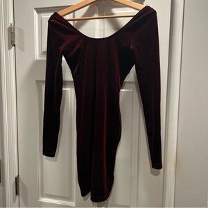 American Apparel  Maroon Stretch Velvet  Bodycon Mini Longsleeve  Dress  Size M